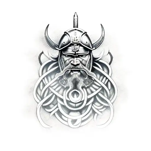 Viking Beserker with 2 Axes tattoo design idea