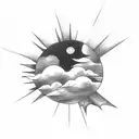 CLOUDS WITH SUN RAYS tattoo design idea