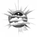 CLOUDS WITH SUN RAYS tattoo design idea
