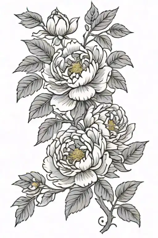 Peony vine tattoo design idea
