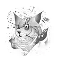 A snowboarder riding down a mountain of musical notes tattoo design idea