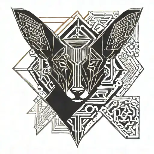 elemental symbols with dogs ears as the fifth element. tattoo design idea