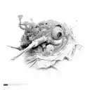 2 people with different perspectives  tattoo design idea