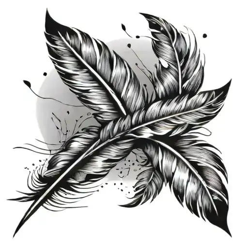 big feather with flying birds tattoo design idea