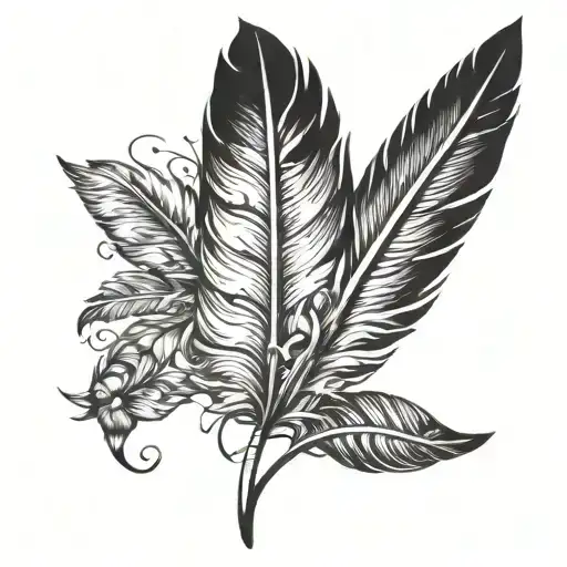 big feather with small birds tattoo design idea