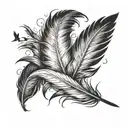 big feather with small birds tattoo design idea