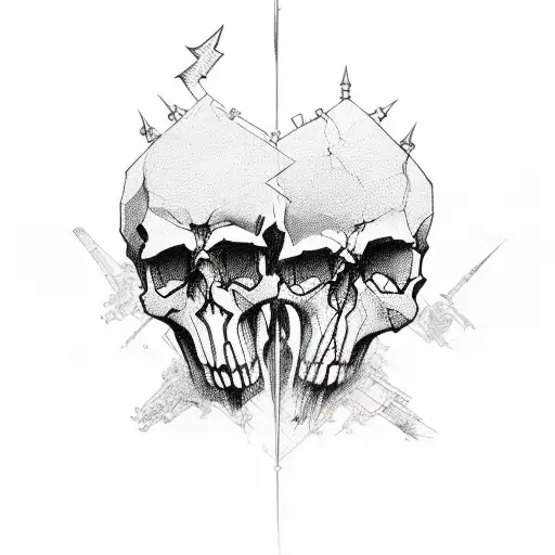 skull army and warzone  tattoo design idea