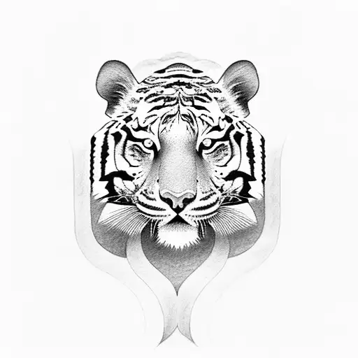 traditional Thai tiger tattoo design idea
