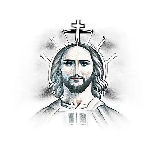 jesus cross with a crown  tattoo design idea