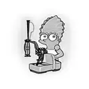 A black-grey tattoo of Marge Simpson holding a sewing machine, representing your love for fashion tattoo design idea