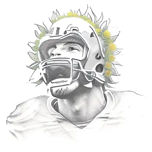 A Notre Dame football player surrounded by sunflowers tattoo design idea