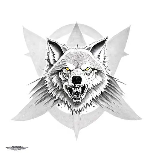 lobo haullando ala luna tattoo design idea