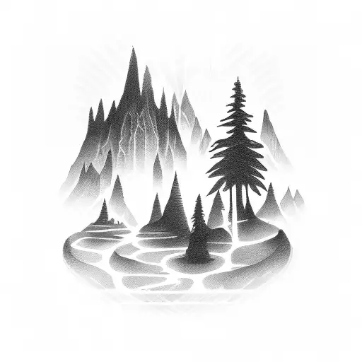 ravine with rays of light  tattoo design idea
