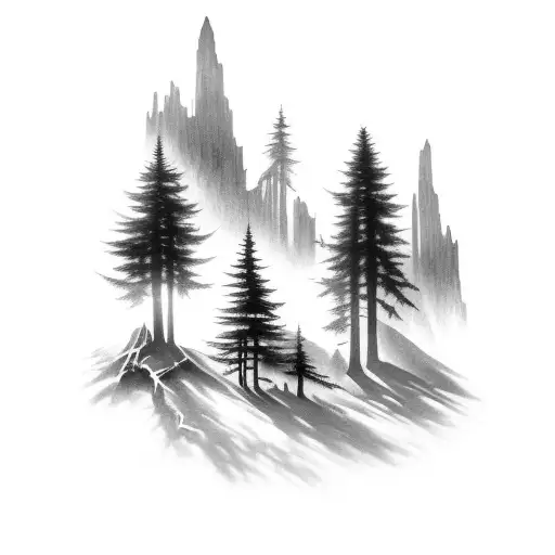 ravine with rays of light  tattoo design idea