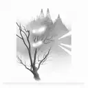 ravine with rays of light  tattoo design idea