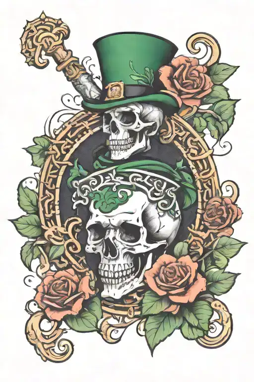 Irish history mythology inspired tattoo, remove skull head tattoo design idea
