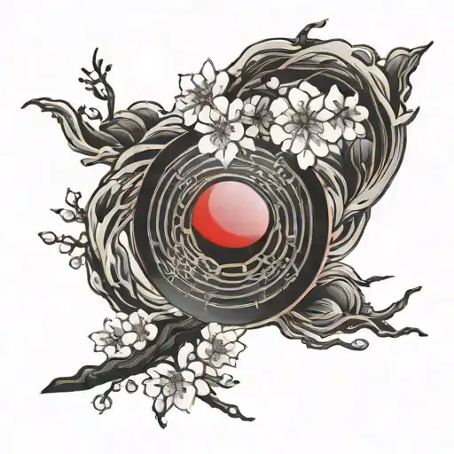 Blood Moon cherry blossom tattoo design idea