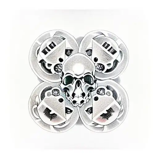 dice with skulls tattoo design idea