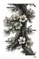 Japanese cherry blossom blossoms falling tattoo design idea