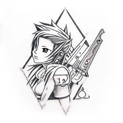 final fantasy vii Playstation game tifa cloud aerith tattoo design idea