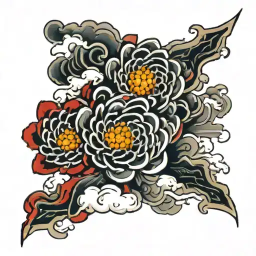 akatsuki clouds, chrysanthemum tattoo design idea
