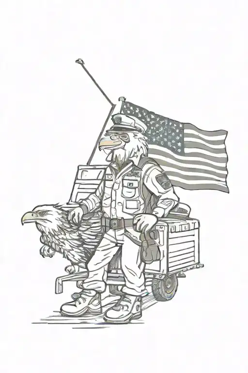 U.S. Navy mail carrier nascar fan, eagles and American flag  tattoo design idea