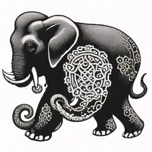 elephant with octopus tentacle trunk  tattoo design idea