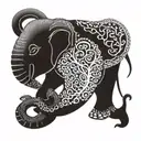 elephant with octopus tentacle trunk  tattoo design idea