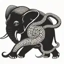 elephant with octopus tentacle trunk  tattoo design idea