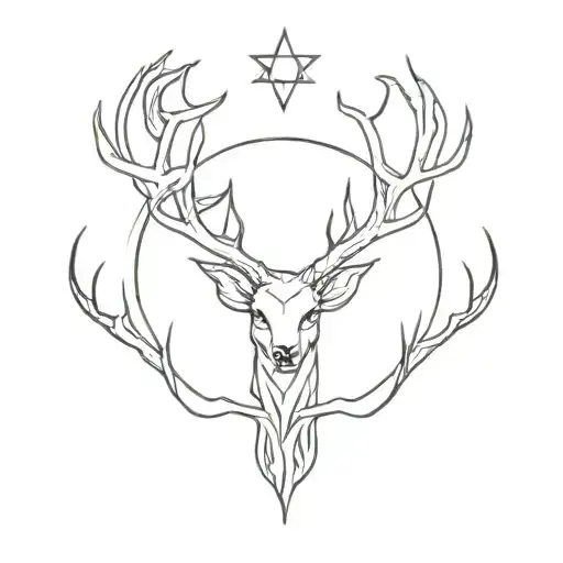 crown, fire, antlers use tattoo design idea