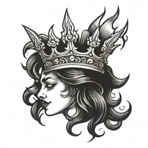 fire crown made tattoo design idea