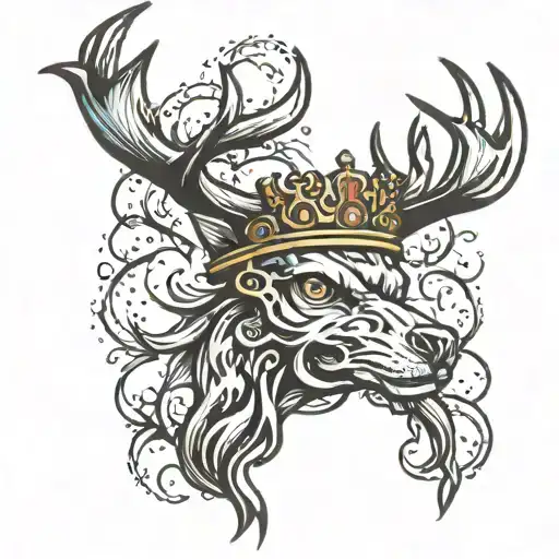 crown, fire, antlers  tattoo design idea