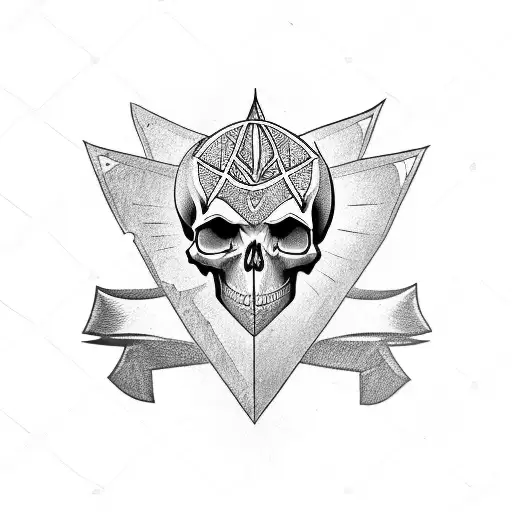 Dagger with a skull tattoo design idea