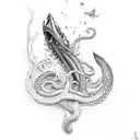 leviathan vs poseidon vs kraken tattoo design idea