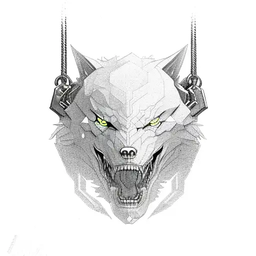 Fenrir breaking chains tattoo design idea