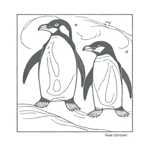book "love me love me" for Inspiration, include two penguins with characteristics from the main characters.  tattoo design idea