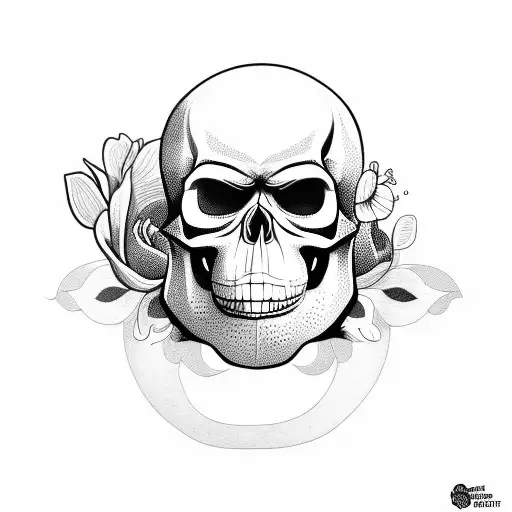 ape, skull, flower tattoo design idea