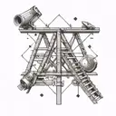 A geometric design incorporating elements of carpentry tools and ladders tattoo design idea