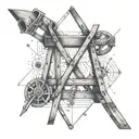 A geometric design incorporating elements of carpentry tools and ladders tattoo design idea