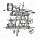 A geometric design incorporating elements of carpentry tools and ladders tattoo design idea