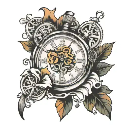 broken stop watch with time tattoo design idea