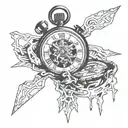 broken stop watch with time tattoo design idea