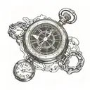 broken stop watch with time tattoo design idea