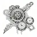 broken stop watch with time tattoo design idea