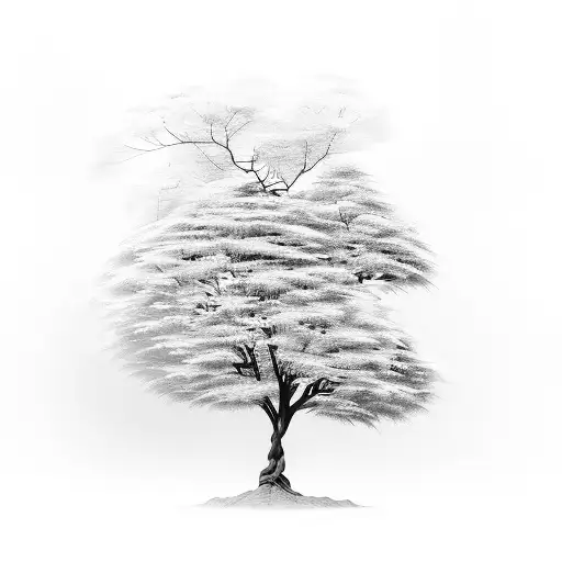 A beautifully detailed 3D printed sculpture of a Japanese maple tree, showcasing the intersection of technology and nature tattoo design idea