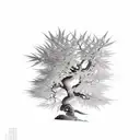 A beautifully detailed 3D printed sculpture of a Japanese maple tree, showcasing the intersection of technology and nature tattoo design idea