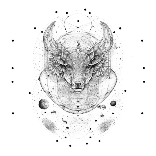 A cosmic map of the universe with constellations forming the shape of a mystical creature tattoo design idea