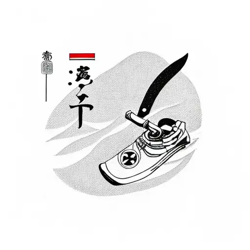 A minimalist tattoo of skis and a chef's knife crossed over each other tattoo design idea