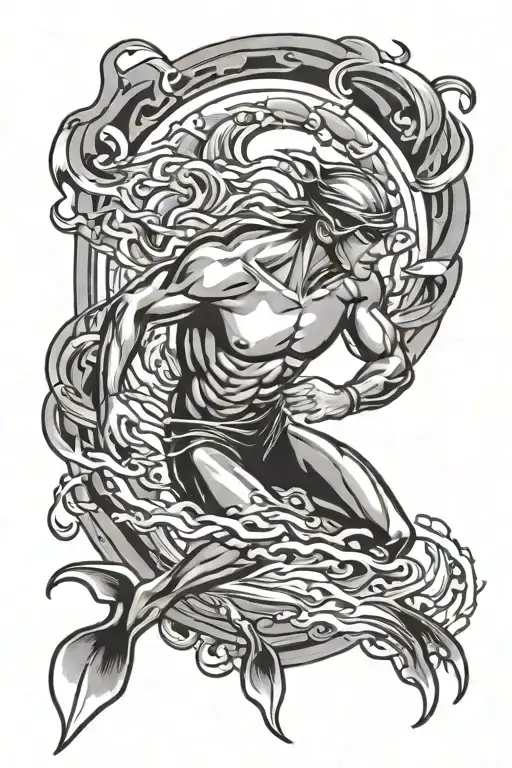 Swimmer racing tattoo design idea