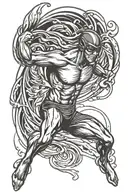 Swimmer racing tattoo design idea